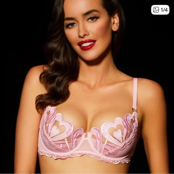 Honey Birdette Pink Hearts Bra 32A - Picture 1 of 2